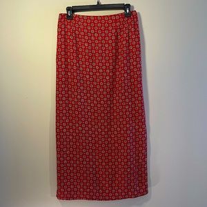Talbots Ditsy Floral Print Burgundy Red Maxi Skirt Back Zipper Women’s Size 6